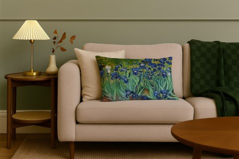 Poduszka dekoracyjna Elegance Print Irises 40×60 cm - Welurowa, Dwustronny Nadruk, Zamek, Antyalergiczny Wkład, Produkt Premium