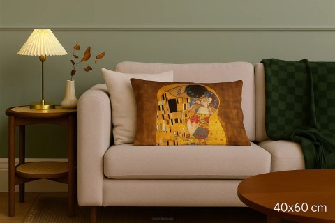 Poduszka dekoracyjna Elegance Print Kiss (Klimt) 40×60 cm - Welurowa, Dwustronny Nadruk, Zamek, Antyalergiczny Wkład, Produkt Pr