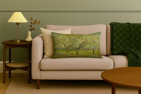 Poduszka dekoracyjna Elegance Print Sad (Van Gogh) 40×60 cm - Welurowa, Dwustronny Nadruk, Zamek, Antyalergiczny Wkład, Produkt 