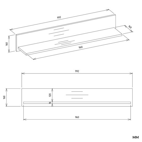 NOWOCZESNA PÓŁKA ŚCIENNA WISZĄCA MILO DO POKOJU SALONU SYPIALNI BIAŁY MAT