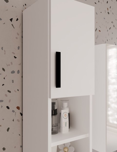 SZAFKA ŁAZIENKOWA ALVO REGAŁ SŁUPEK 8 PÓŁEK 2 DRZWI BIAŁY MAT