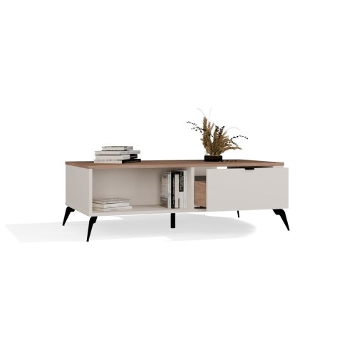 STOLIK KAWOWY CORDOBA ŁAWA 2 SZUFLADY 2 OTWARTE PÓŁKI KASZMIR DĄB CASTELLO