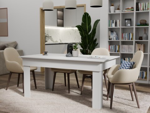 DUŻY STÓŁ STOLIK MADRAS DO JADALNI 160 CM X 80CM BIAŁY MAT