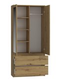 DUŻA NOWOCZESNA SZAFA MALWA 90 CM 2 LUSTRA 2 SZUFLADY DĄB ARTISAN