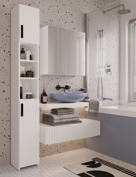 WISZĄCA SZAFKA ŁAZIENKOWA POLA NAD UMYWALKĘ 3 LUSTRA 3 DRZWI BIAŁY MAT