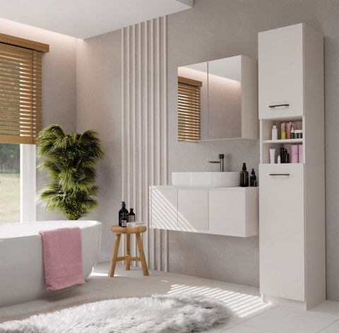 SZAFKA ŁAZIENKOWA MARBELA REGAŁ SŁUPEK 2 DRZWI 6 PÓŁEK KOLOR KASZMIR