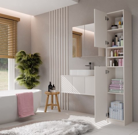 SZAFKA ŁAZIENKOWA MARBELA REGAŁ SŁUPEK 2 DRZWI 6 PÓŁEK KOLOR KASZMIR