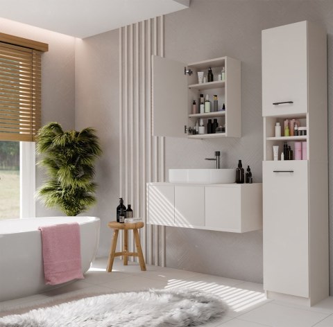 WISZĄCA SZAFKA ŁAZIENKOWA Z LUSTREM POLA NAD UMYWALKĘ KOLOR KASZMIR