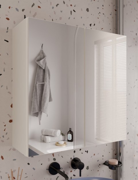 WISZĄCA SZAFKA ŁAZIENKOWA POLA NAD UMYWALKĘ 2 DRZWI 2 LUSTRA KOLOR KASZMIR