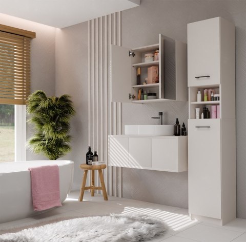 WISZĄCA SZAFKA ŁAZIENKOWA POLA NAD UMYWALKĘ 2 DRZWI 2 LUSTRA KOLOR KASZMIR