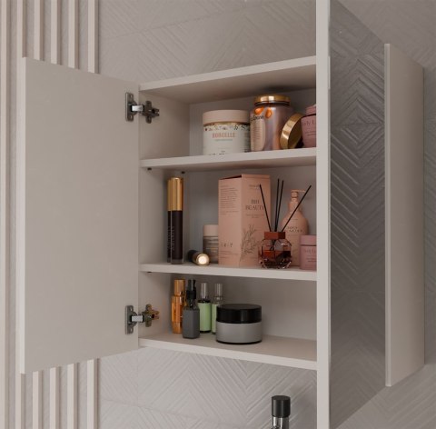 WISZĄCA SZAFKA ŁAZIENKOWA POLA NAD UMYWALKĘ 2 DRZWI 2 LUSTRA KOLOR KASZMIR