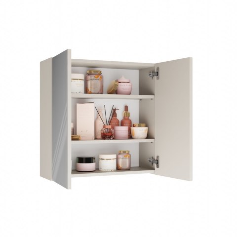 WISZĄCA SZAFKA ŁAZIENKOWA POLA NAD UMYWALKĘ 2 DRZWI 2 LUSTRA KOLOR KASZMIR