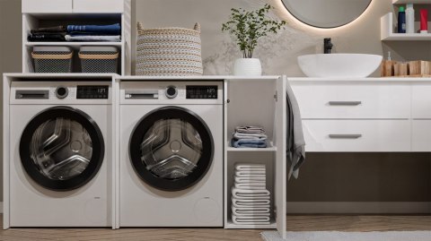 SZAFKA ŁAZIENKOWA NA PRALKĘ POLA Z DRZWIAMI 2 PÓŁKI BIAŁY MAT