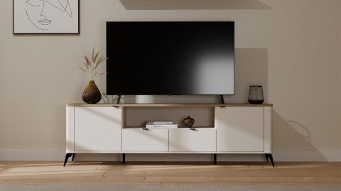 ELEGANCKA SZEROKA SZAFKA RTV CORDOBA POD TV 2 SZUFLADY KASZMIR DĄB CASTELLO