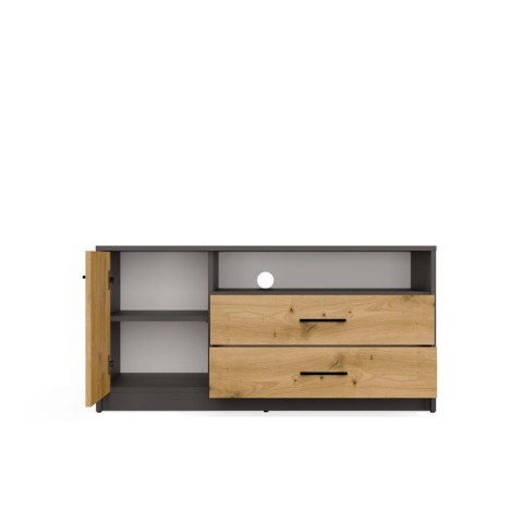 SZAFKA RTV STOLIK TV SIMPLO 2 SZUFLADY DRZWI PÓŁKA ANTRACYT / DĄB ARTISAN SZAFKA RTV STOLIK TV SIMPLO 2 SZUFLADY DRZWI PÓŁKA ANTRACYT / DĄB ARTISAN