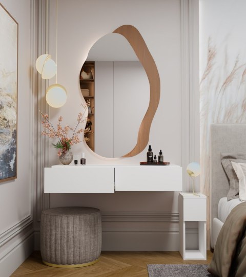 ELEGANCKA TOALETKA WISZĄCA MIKA 110 CM 2 SZUFLADY DO SYPIALNI BIAŁY MAT ELEGANCKA TOALETKA WISZĄCA MIKA 110 CM 2 SZUFLADY DO SYPIALNI BIAŁY MAT