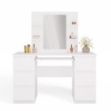 ELEGANCKA TOALETKA MARINA DO MAKIJAŻU LUSTRO 4 PÓŁKI 6 SZUFLAD BIAŁY MAT