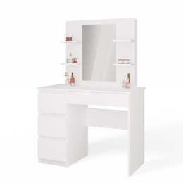 NOWOCZESNA TOALETKA MARINA LUSTRO MIJAS 4 PÓŁKI 4 SZUFLADY BIAŁY MAT