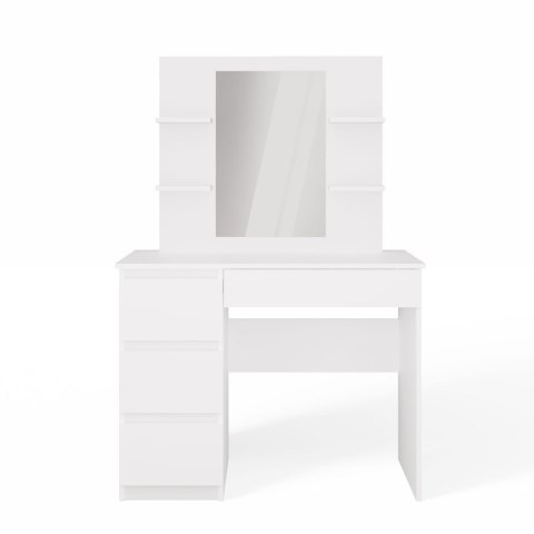 NOWOCZESNA TOALETKA MARINA LUSTRO MIJAS 4 PÓŁKI 4 SZUFLADY BIAŁY MAT