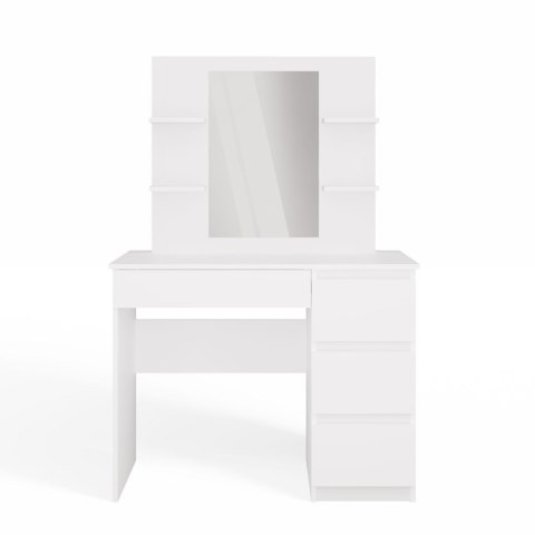 NOWOCZESNA TOALETKA MARINA LUSTRO MIJAS 4 PÓŁKI 4 SZUFLADY BIAŁY MAT