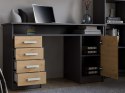 BIURKO ADA 4 SZUFLADY DRZWI PÓŁKA POD BLATEM 125 CM ANTRACYT / DĄB ARTISAN