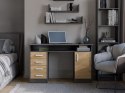 BIURKO ADA 4 SZUFLADY DRZWI PÓŁKA POD BLATEM 125 CM ANTRACYT / DĄB ARTISAN