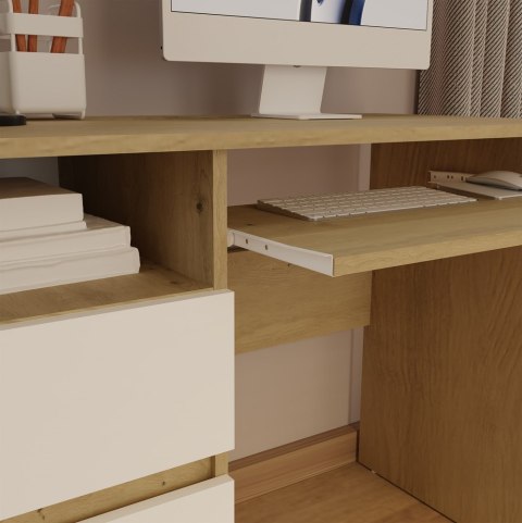 BIURKO KOMPUTEROWE PORTO LEWE SZUFLADA SZAFKA PÓŁKA DĄB ARTISAN / BIAŁY MAT