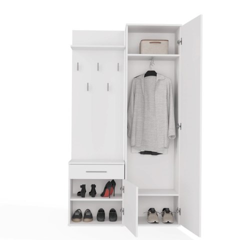 GARDEROBA DUO SZAFA Z LUSTREM 5 WIESZAKÓW DO PRZEDPOKOJU BIAŁY MAT