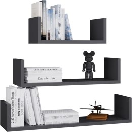 KOMPLET 3 PÓŁEK ŚCIENNYCH WISZĄCYCH MOBI KOLOR: ANTRACYT