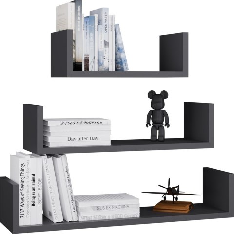 KOMPLET 3 PÓŁEK ŚCIENNYCH WISZĄCYCH MOBI KOLOR: ANTRACYT