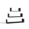 KOMPLET 3 PÓŁEK ŚCIENNYCH WISZĄCYCH MOBI KOLOR: ANTRACYT