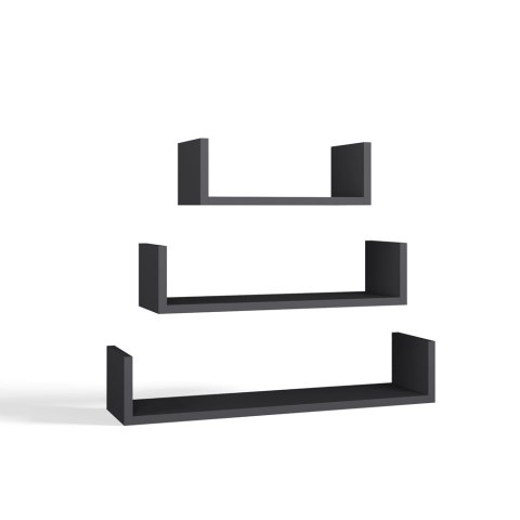 KOMPLET 3 PÓŁEK ŚCIENNYCH WISZĄCYCH MOBI KOLOR: ANTRACYT