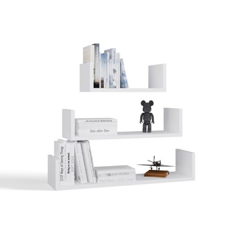 REGAŁ MOBI KOMPLET 3 PÓŁEK ŚCIENNYCH BIAŁY MAT