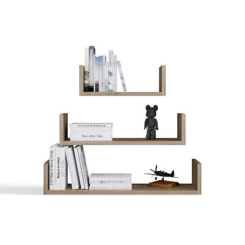 KOMPLET 3 PÓŁEK ŚCIENNYCH REGAŁ MOBI DĄB SONOMA