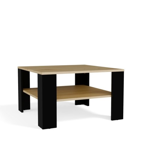ŁAWA STOLIK KAWOWY SQUARE Z PÓŁKĄ POD BLATEM DĄB ARTISAN / CZARNY MAT