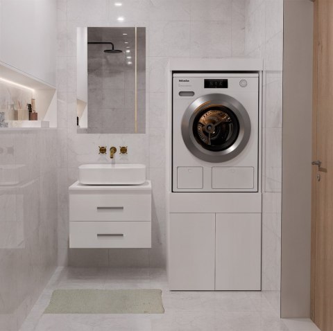 SZAFKA ŁAZIENKOWA REGAŁ SŁUPEK NA PRALKĘ LUB SUSZARKĘ POLA TWIN BIAŁY MAT