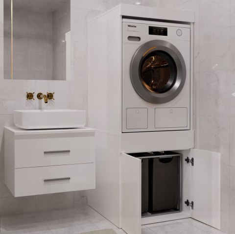 SZAFKA ŁAZIENKOWA REGAŁ SŁUPEK NA PRALKĘ LUB SUSZARKĘ POLA TWIN BIAŁY MAT