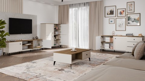 ELEGANCKA SZEROKA SZAFKA RTV POD TV POINT 2 DRZWI DĄB CASTELLO / KASZMIR