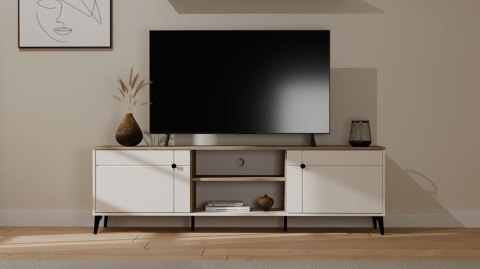 ELEGANCKA SZEROKA SZAFKA RTV POD TV POINT 2 DRZWI DĄB CASTELLO / KASZMIR