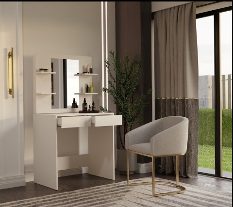 ELEGANCKA TOALETKA KOSMETYCZNA Z LUSTREM MARINA 4 PÓŁKI KOLOR: KASZMIR