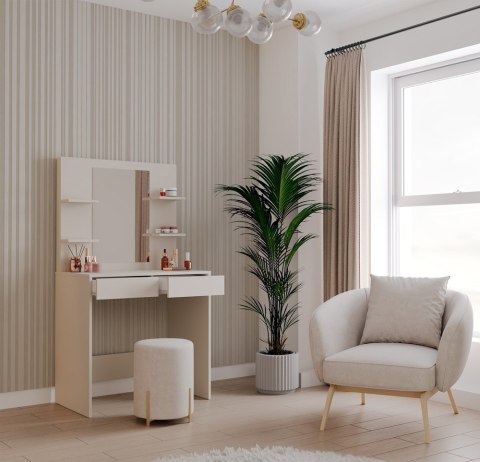 ELEGANCKA TOALETKA KOSMETYCZNA Z LUSTREM MARINA 4 PÓŁKI KOLOR: KASZMIR