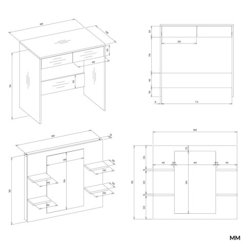 ELEGANCKA TOALETKA KOSMETYCZNA Z LUSTREM MARINA 4 PÓŁKI KOLOR: KASZMIR