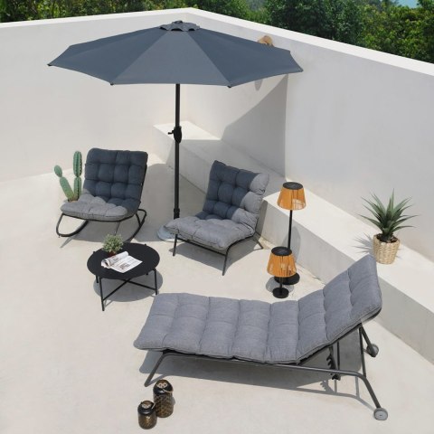 FOTEL BUJANY VIBE OGRODOWY GRUBA PODUSZKA STALOWY CZARNO SZARY