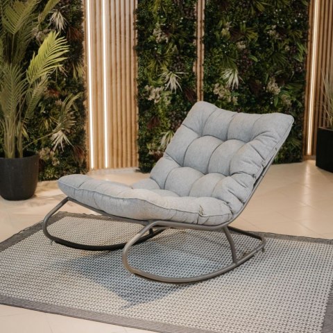 FOTEL BUJANY VIBE OGRODOWY GRUBA PODUSZKA STALOWY CZARNO SZARY