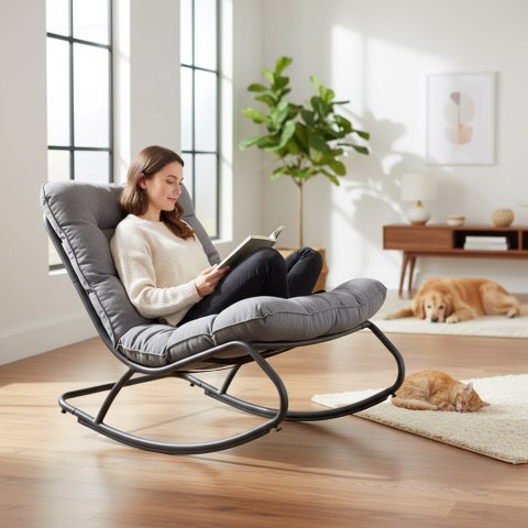 FOTEL BUJANY VIBE OGRODOWY GRUBA PODUSZKA STALOWY CZARNO SZARY