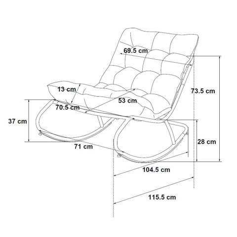 FOTEL BUJANY VIBE OGRODOWY GRUBA PODUSZKA STALOWY CZARNO SZARY