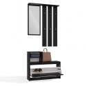 GARDEROBA VERA ZESTAW DO PRZEDPOKOJU WIESZAK Z LUSTREM + SZAFKA NA OBUWIE CZARNY MAT