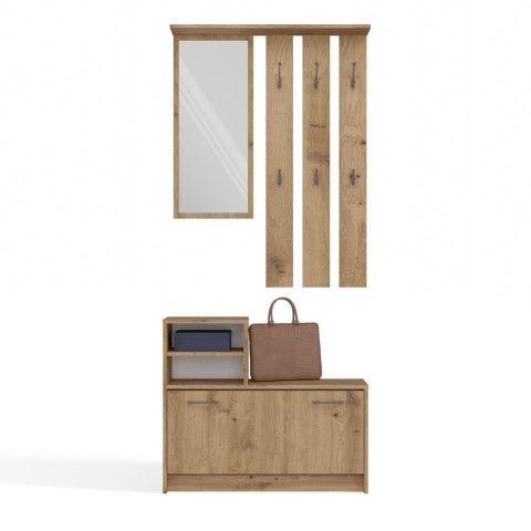 GARDEROBA VERA ZESTAW DO PRZEDPOKOJU WIESZAK Z LUSTREM + SZAFKA NA OBUWIE DĄB ARTISAN