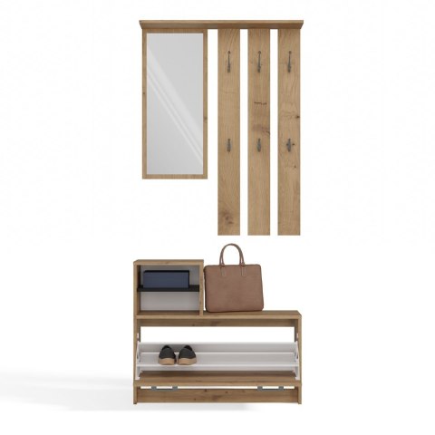 GARDEROBA VERA ZESTAW DO PRZEDPOKOJU WIESZAK Z LUSTREM + SZAFKA NA OBUWIE DĄB ARTISAN