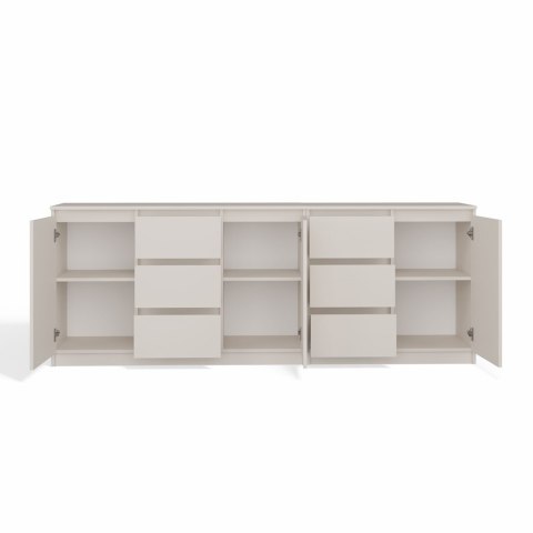 NOWOCZESNA KOMODA COSTA 200CM 6 SZUFLAD 3 DRZWI KOLO KASZMIR